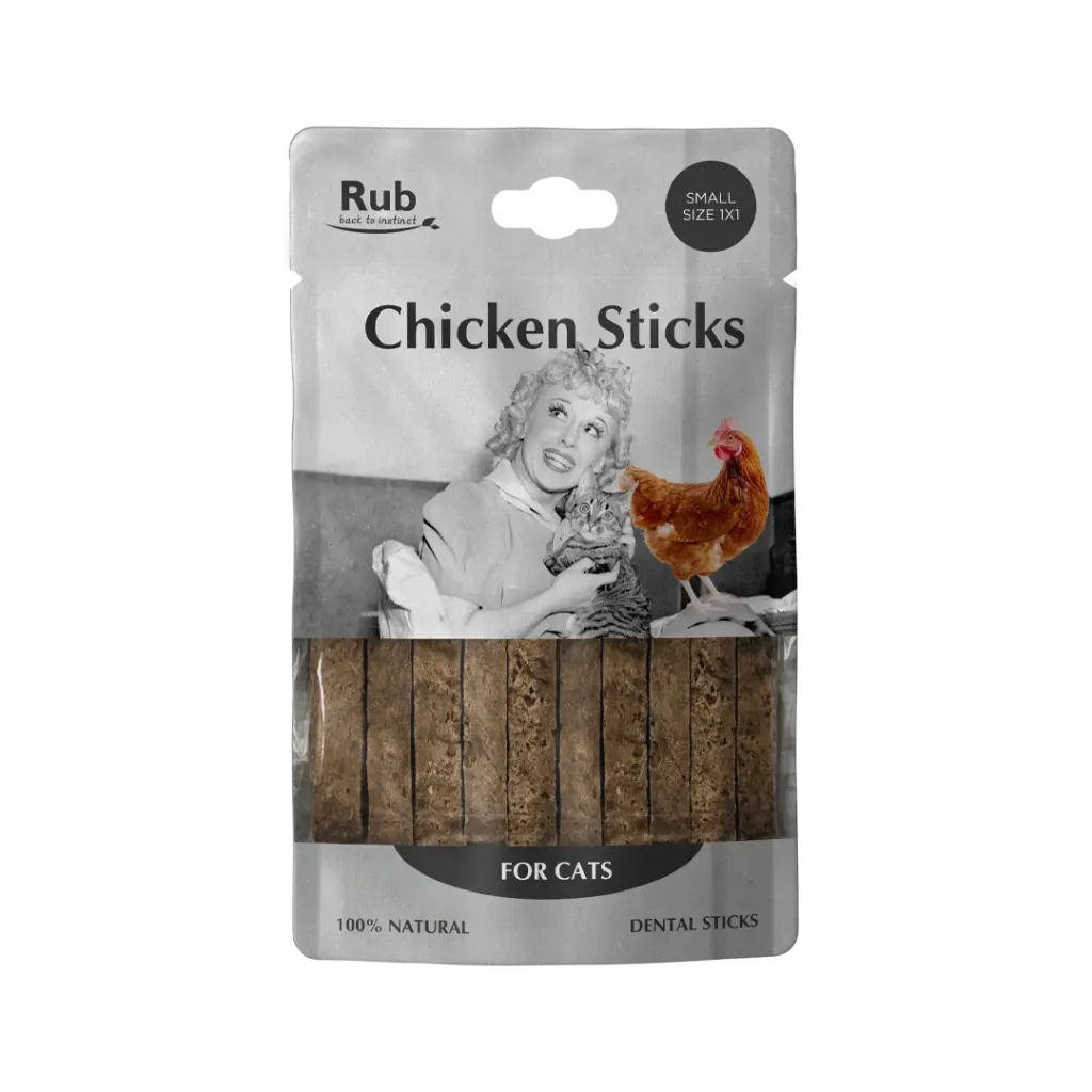 RUB CHICKEN DENTAL STICK FOR CATS 100G 1X1 CM