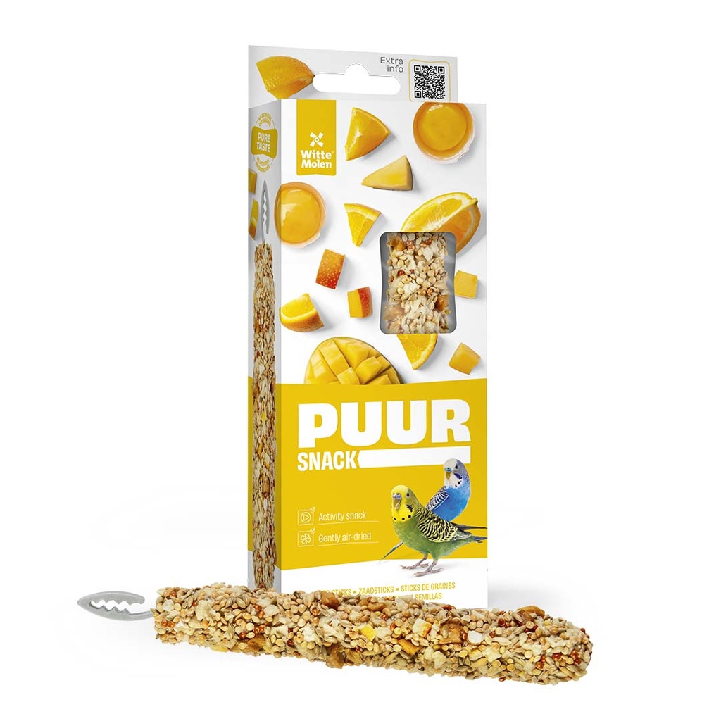 PUUR BARRITAS PERIQUITOS DE NARANJA Y MANGO 2U/60GR