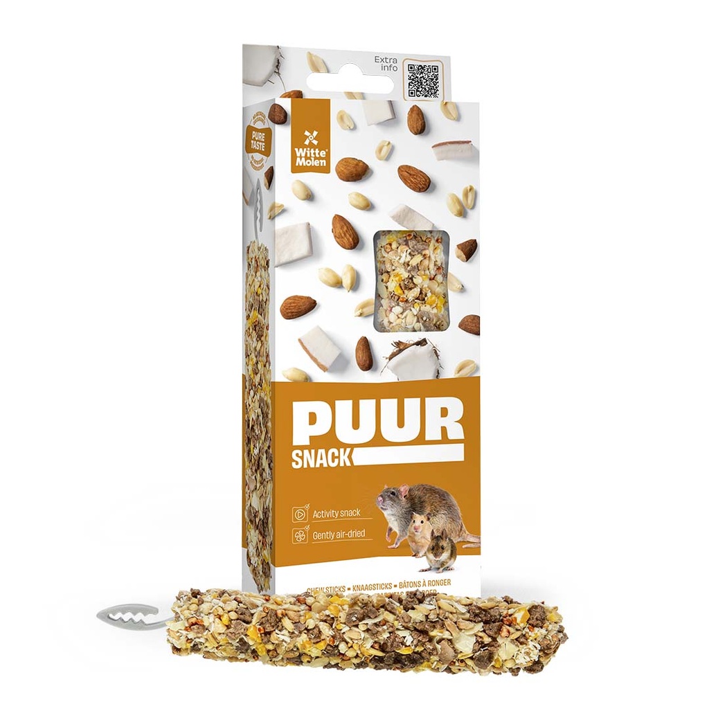 *E* PUUR BARRITAS ROEDORES DE CACAHUETE Y ALMENDRA 2U/90GR